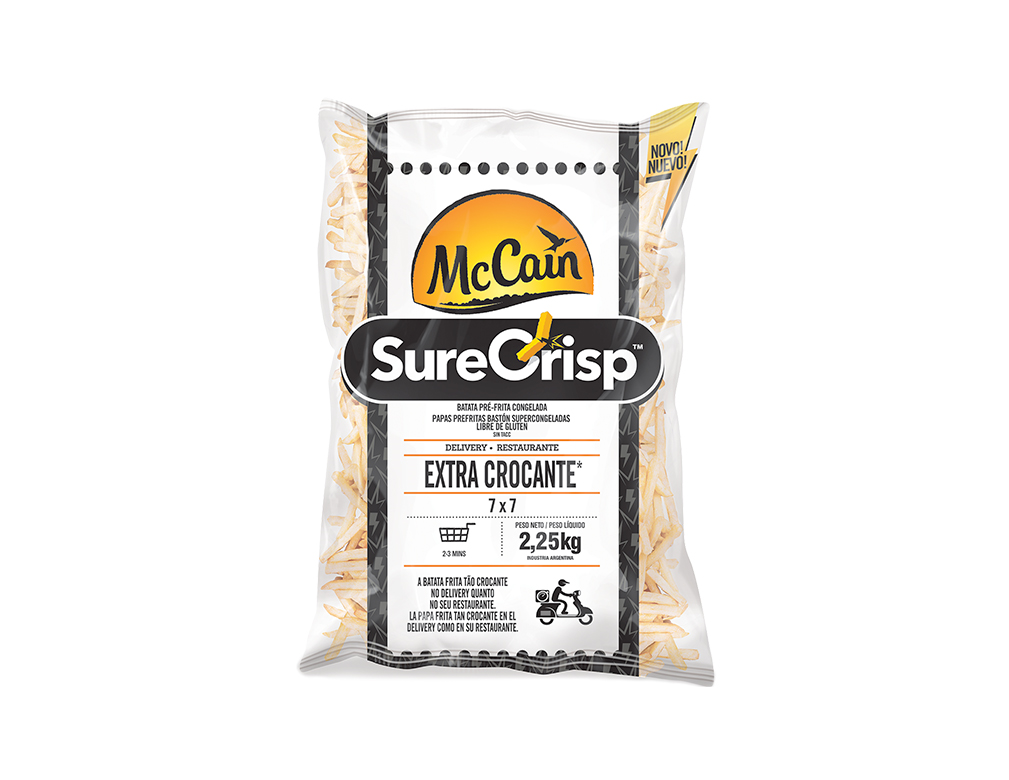 BATATA PALITO CONGELADA PRÉ FRITA 7 MM CORTE FINO SURECRISP EXTRA CROCANTE MCCAIN 2,25 KG (CX 8 PCT)